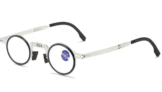 Convenient vision aid: Unisex folding reading glasses with durable acrylic lens & handy protective travel case.