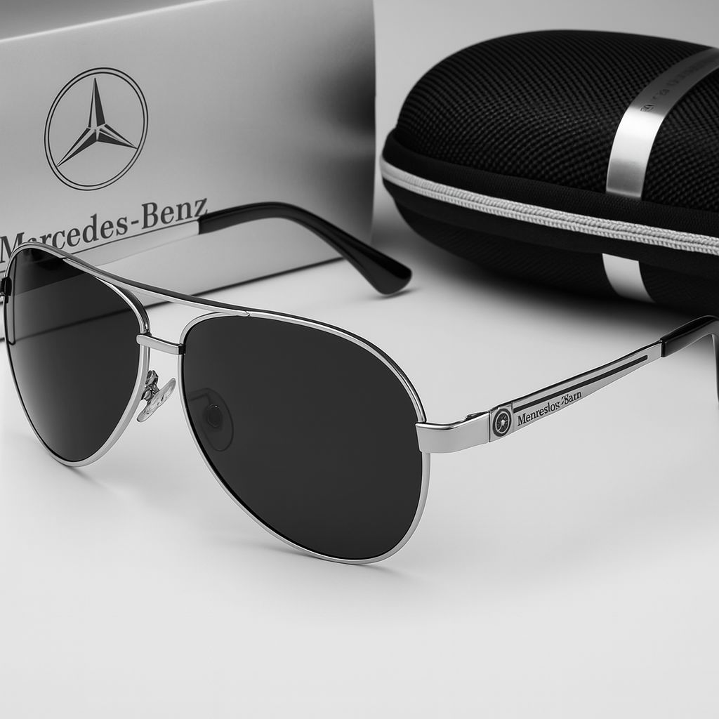 Unisex polarized aviator sunglasses for driving clarity. Brown frames, glare reduction eyewear, travel accessory.