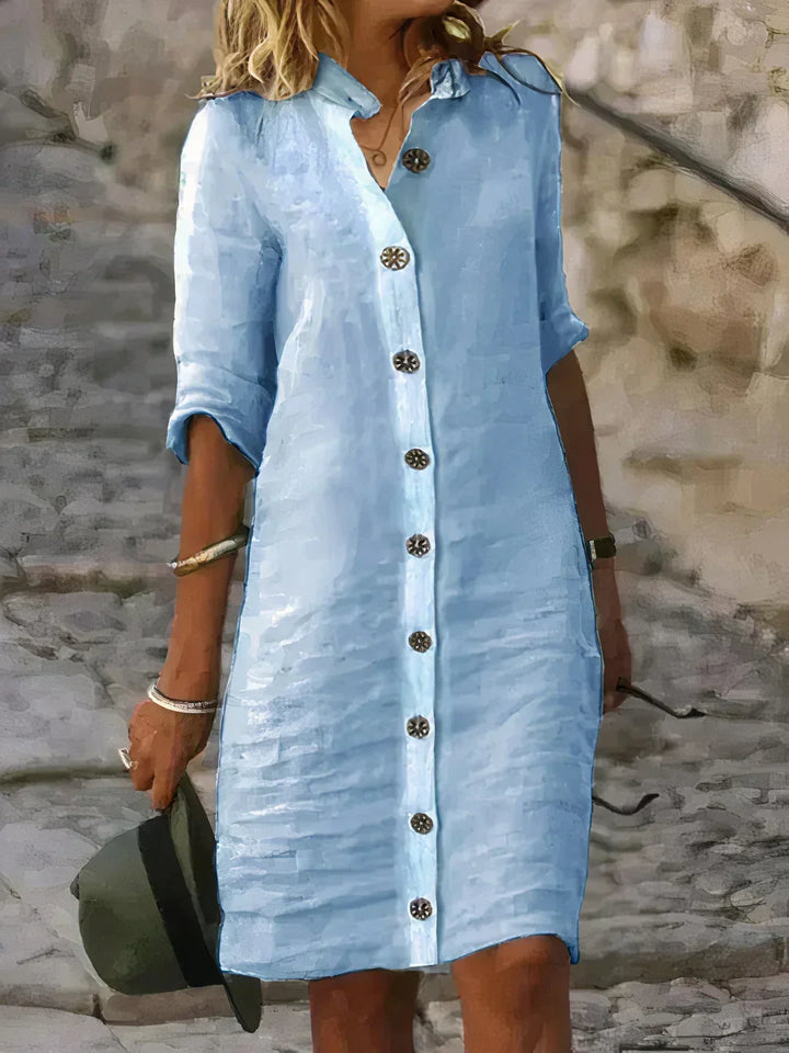 Effortless women's short sleeve midi dress. Flowy & comfortable, perfect for spring, summer casual wear or chic occasions.