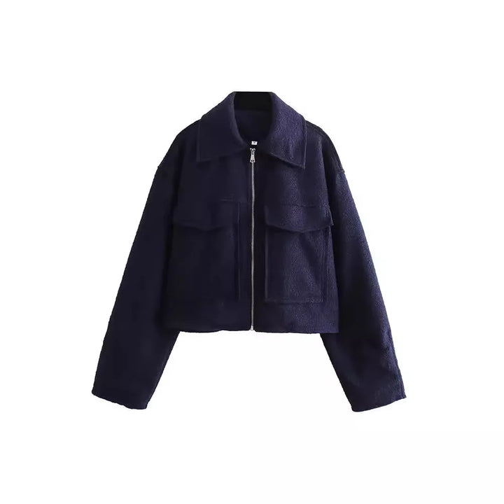 casual women's wool-blend bomber jacket in a classic fit, ideal for everyday style