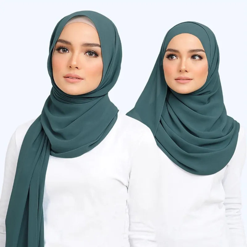Soft & elegant chiffon hijab scarf for women. Lightweight head covering, a versatile all-season accessory.
