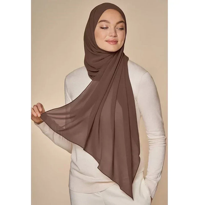 Elegant women's Leilani chiffon scarf. Lightweight & versatile all-season hijab for modest fashion.