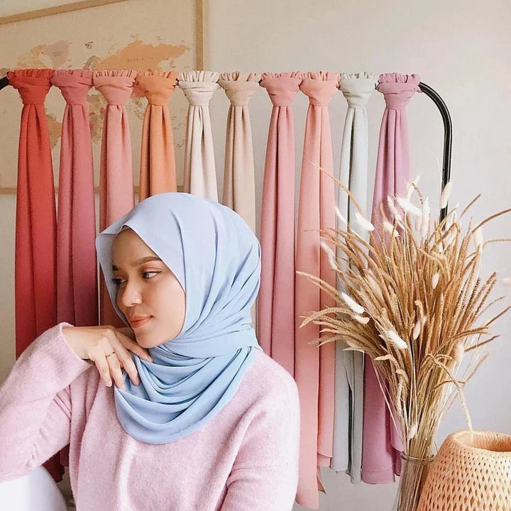 Stylish Leilani chiffon hijab. Lightweight all-season head covering for women's elegant & modest fashion.