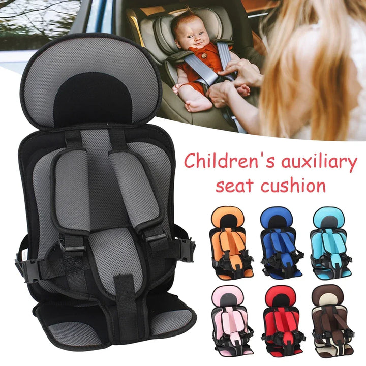 Washable car seat cover for children's booster seat with integrated safety harness, perfect for clean travel.