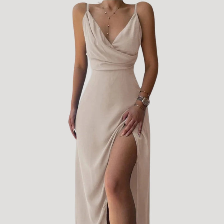 Chloe wedding guest slit maxi dress, sophisticated formal occasionwear for events