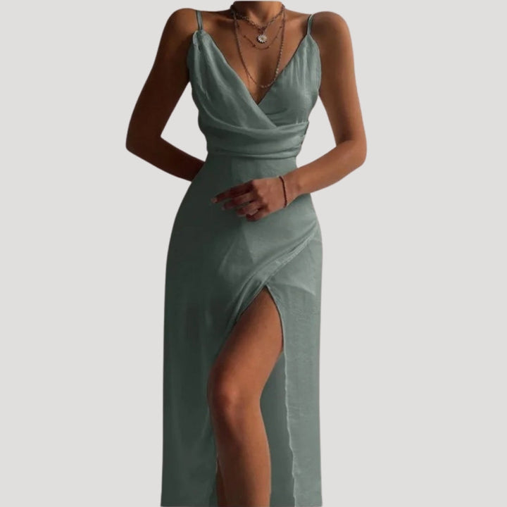 UK sizing available: Chloe formal slit maxi dress for wedding guests