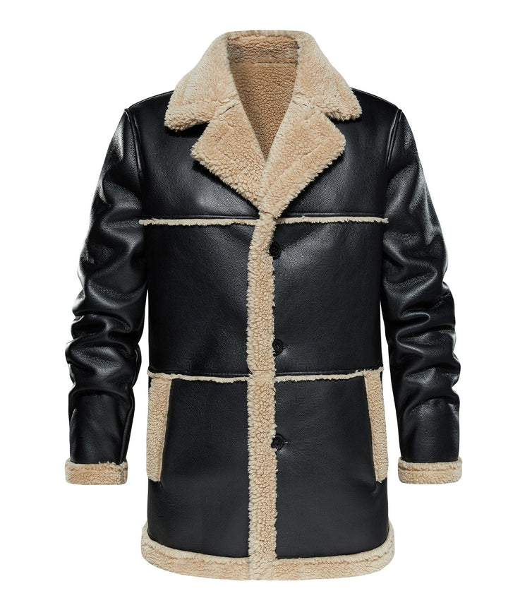 Unisex classic aviator jacket featuring warm black faux shearling, perfect for cold weather.