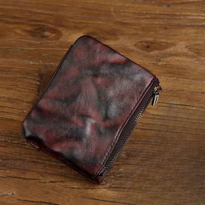 Rugged and durable full-grain leather men's wallet, brown, ideal everyday accessory.