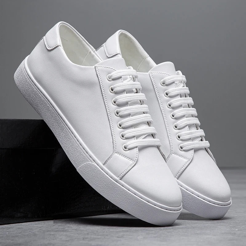 Comfortable men's leather sneakers with durable sole, perfect for everyday footwear.