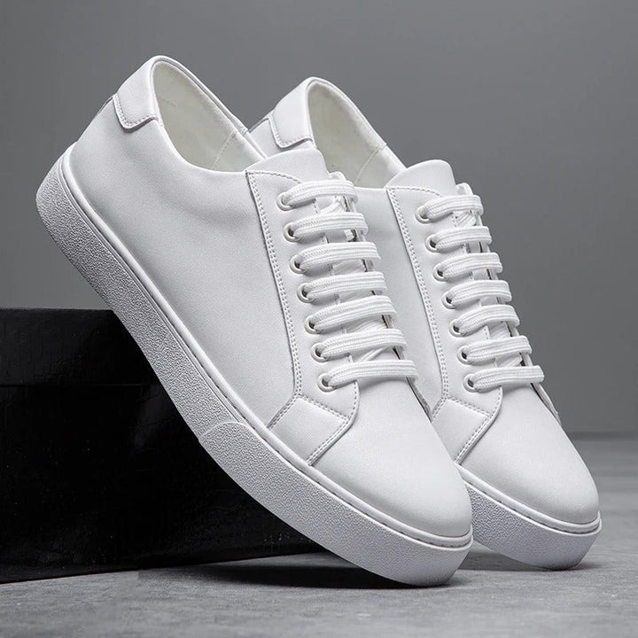 Comfortable men's leather sneakers with durable sole, perfect for everyday footwear.
