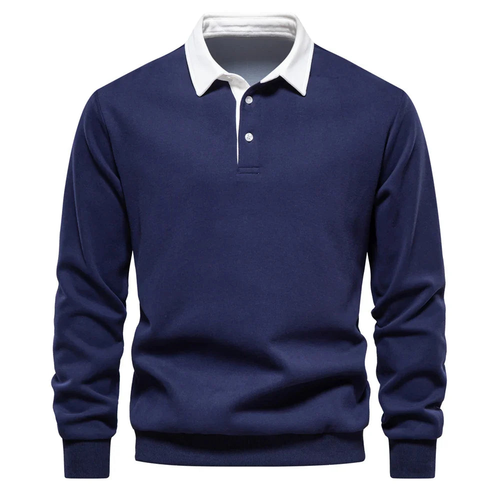 Men's pullover rugby shirt, perfect for winter fashion and everyday comfort.