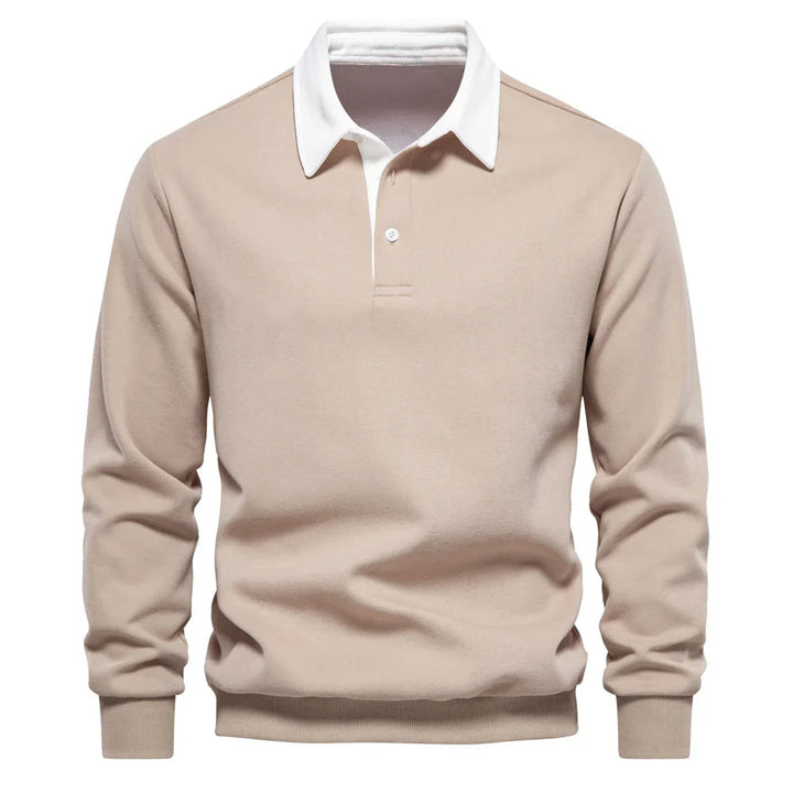 Casual men's long sleeve rugby shirt, perfect for layering during winter.