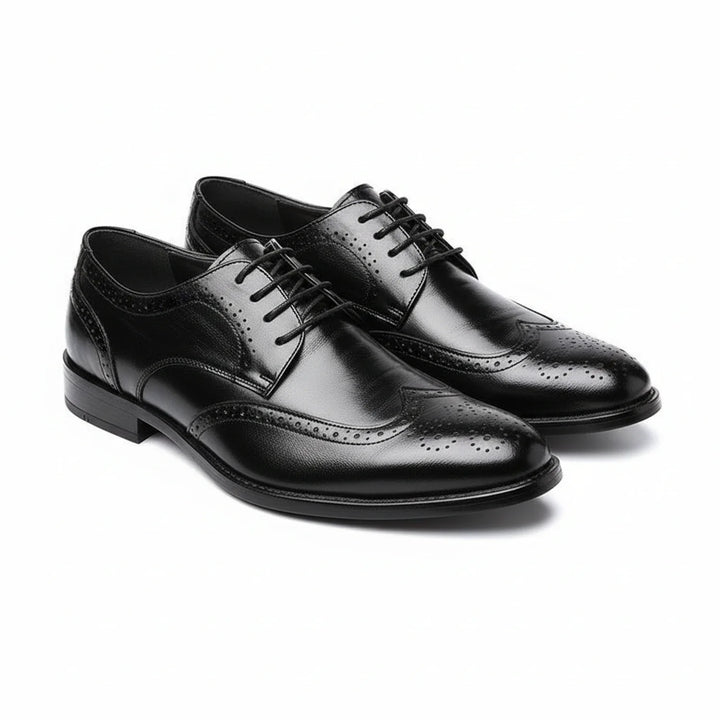 Comfortable men's orthopedic loafer oxfords in dark brown leather, ideal for all-day business and formal footwear.