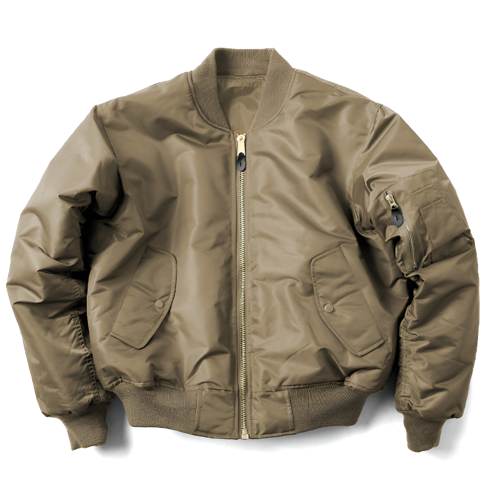 Fashionable women's classic bomber jacket. Versatile unisex outerwear, perfect for casual everyday style.