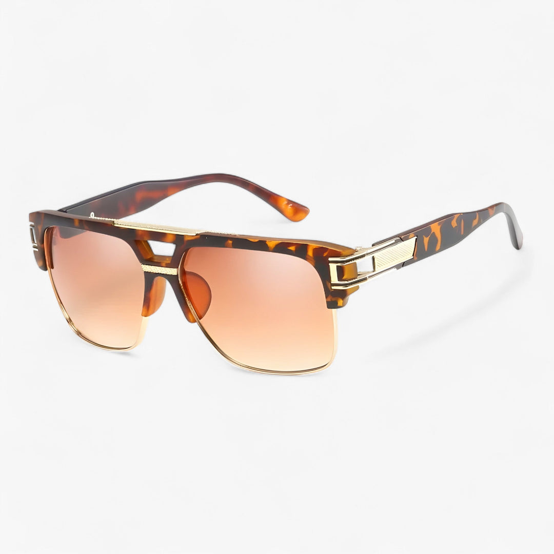 Elegant square frame unisex sunglasses with reflective mirrors, perfect for a sophisticated retro look.