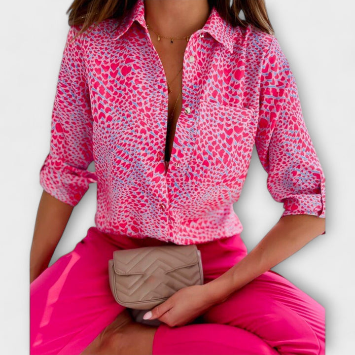 Sophisticated women's long sleeve blouse, classic collar, versatile for any elegant outfit.
