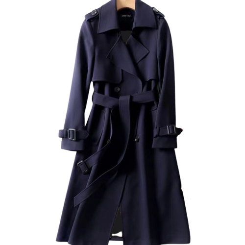 Versatile women's trench coat, classic double-breasted style for elegant fashion.