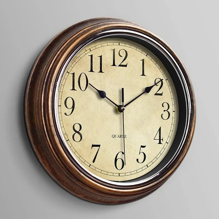 Classic wooden wall clock for home decor, featuring a silent movement. Ideal for living room or office.