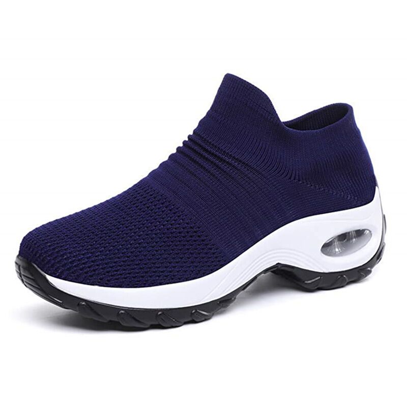 Front view of women's orthopedic walking shoes with breathable design.
