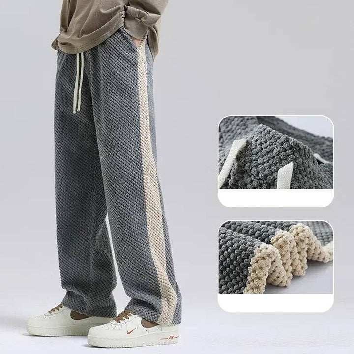 Men's comfortable gray corduroy sweatpants by Cloudwear, featuring an adjustable drawstring