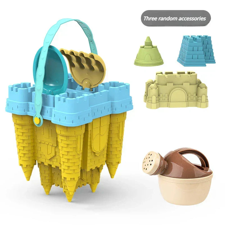 Durable plastic sandcastle playset encouraging creative, imaginative outdoor play for kids in summer.