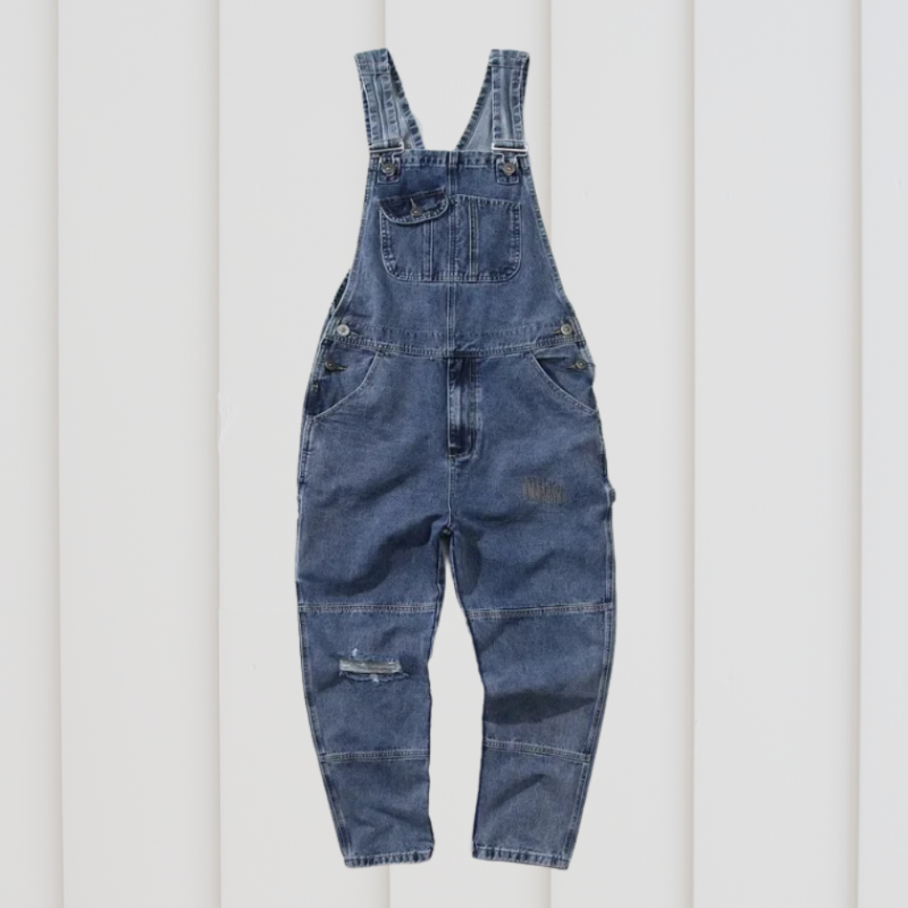 Durable blue unisex gardening overalls with utility pockets, perfect workwear dungarees for outdoor tasks.