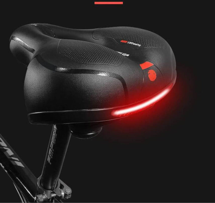 Cycling saddle with ultimate support for back & sit bone pain. Shock-absorbing, comfortable bike seat.