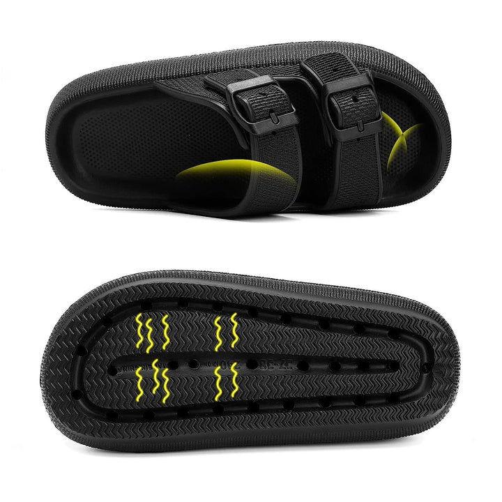 Plush, soft sole pillow slides in grey, offering ultimate walking comfort. Unisex, lightweight, and cushioned, perfect for summer.