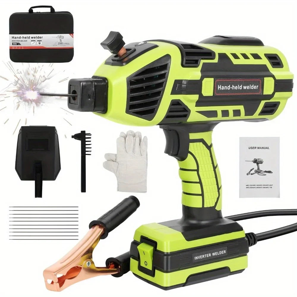 Compact 110V portable arc welder for DIY & metalwork. Features adjustable current control for home workshop projects.