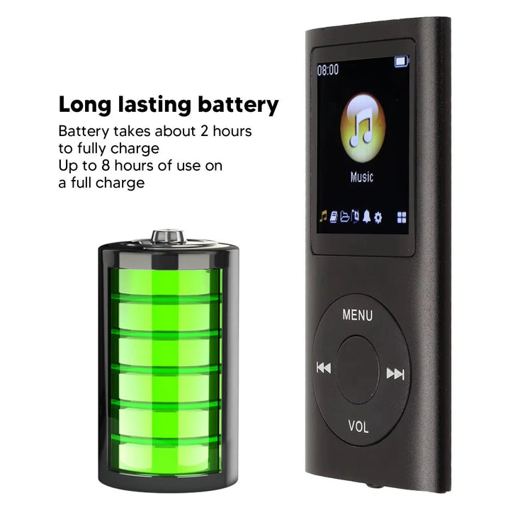 Versatile digital media player, supporting MP3 and video playback on its bright 1.8-inch LCD screen.