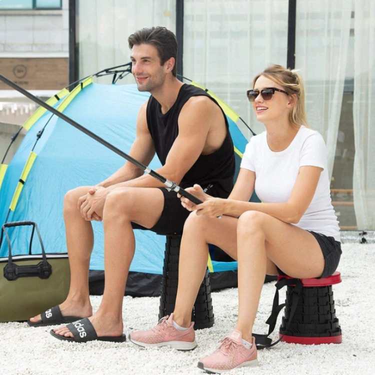 Unisex compact folding stool for travel & outdoor activities. Durable, adjustable, and easy to pack.