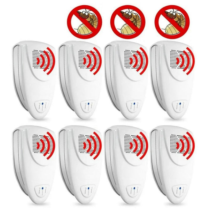 "Compact ultrasonic bed bug repellent device, chemical-free, easy plug-in, effective in 48 hours; safe for kids and pets."