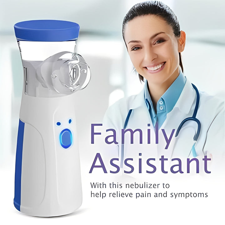 Silent & compact USB portable nebulizer, medical device for effective respiratory therapy at home or travel.