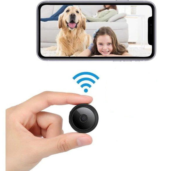 Compact wireless magnetic camera with 1080P HD, black, compact design, perfect for discreet placement in any environment.