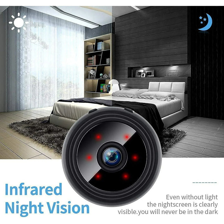 Compact wireless magnetic camera with 1080P HD, black, compact design, perfect for discreet placement in any environment.