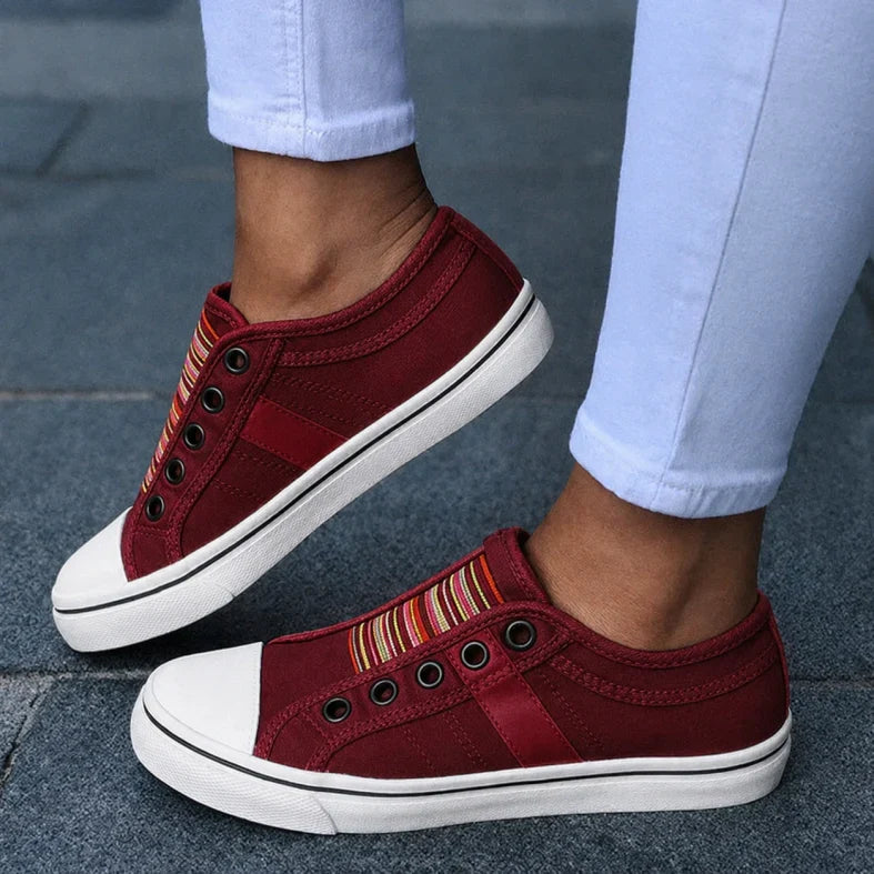 Breathable women's slip-on summer shoes, ideal lightweight footwear for comfortable casual walking and errands.