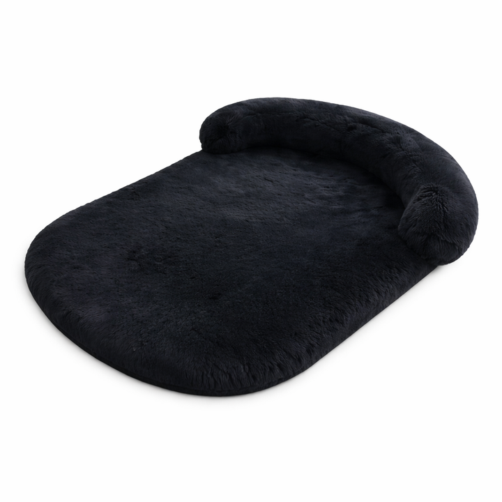 Luxurious plush dog bed, anti-slip and washable, offering a comfortable, stable retreat for pets.