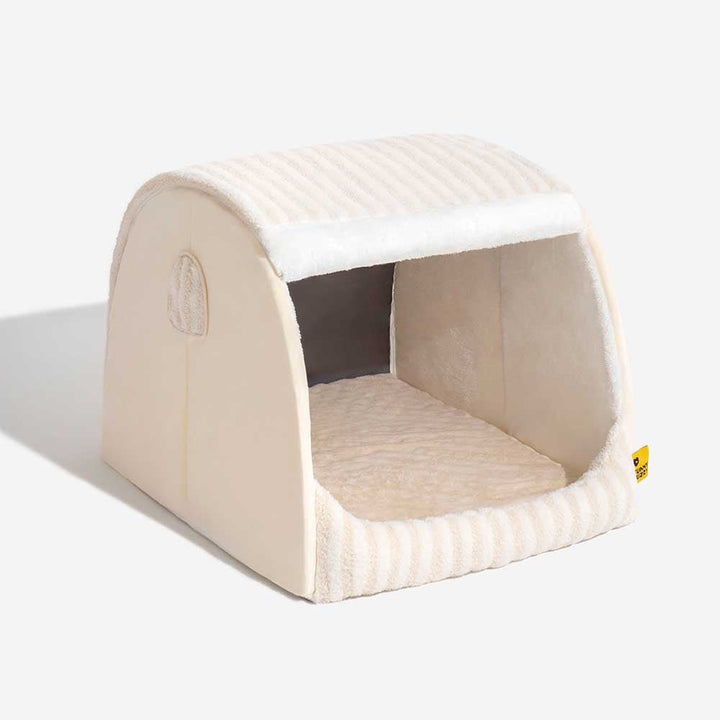 Cozy Orthopedic Striped Dog Bed - Plush Hideaway for Pets - Lexians