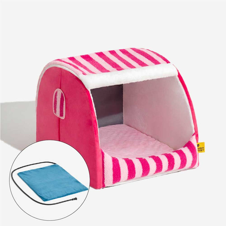 Cozy Orthopedic Striped Dog Bed - Plush Hideaway for Pets - Lexians