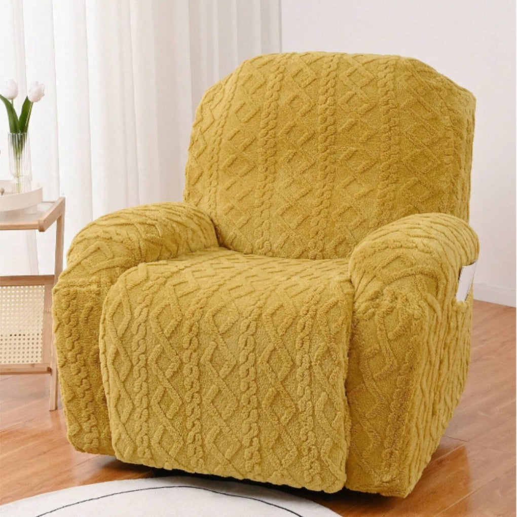Unisex soft plush recliner cover, non-slip, offers winter warmth & cozy comfort. A stylish furniture protector.