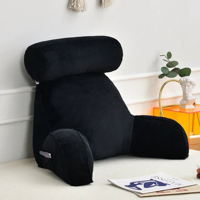 Cozy Reading Bed Pillow with Arms - Plush Velour Support - Lexians