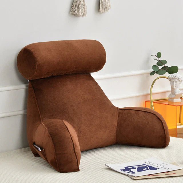 Cozy Reading Bed Pillow with Arms - Plush Velour Support - Lexians