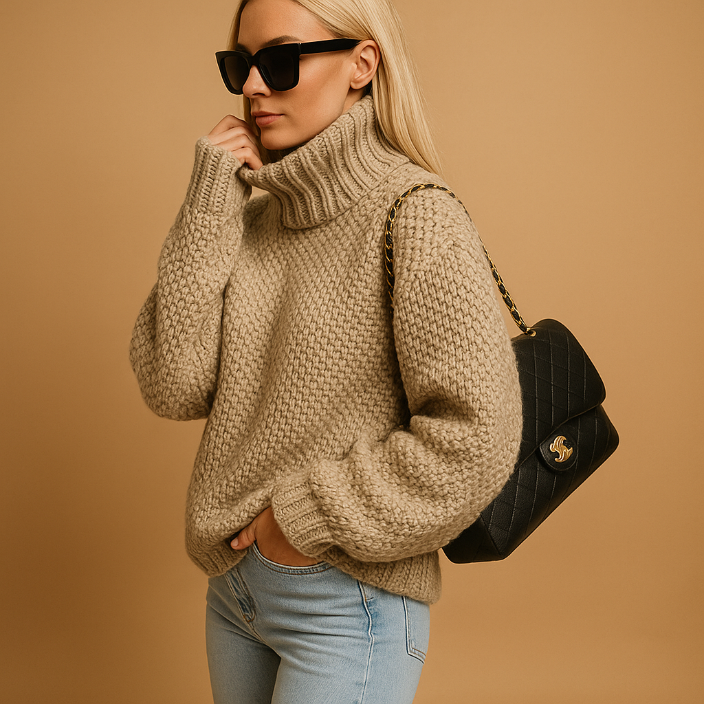 Stylish long sleeve women's pullover, an elegant & versatile top for layered winter outfits.