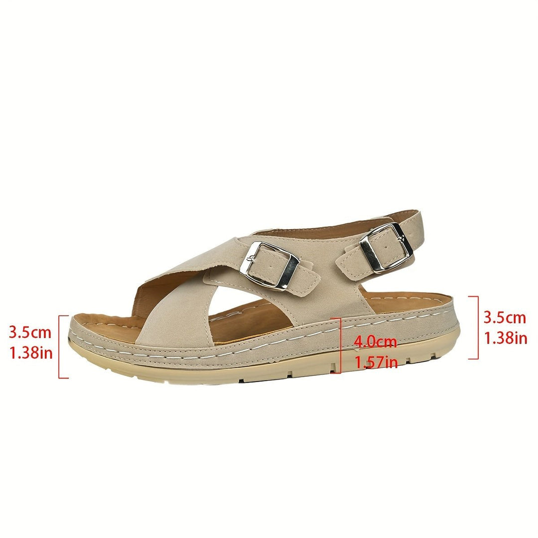 Summer-ready coffee women's platform sandals with comfortable cross straps.