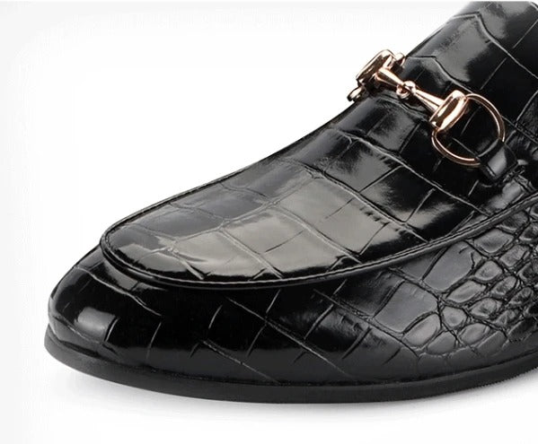 Men's Textured Loafers with Gold Horsebit