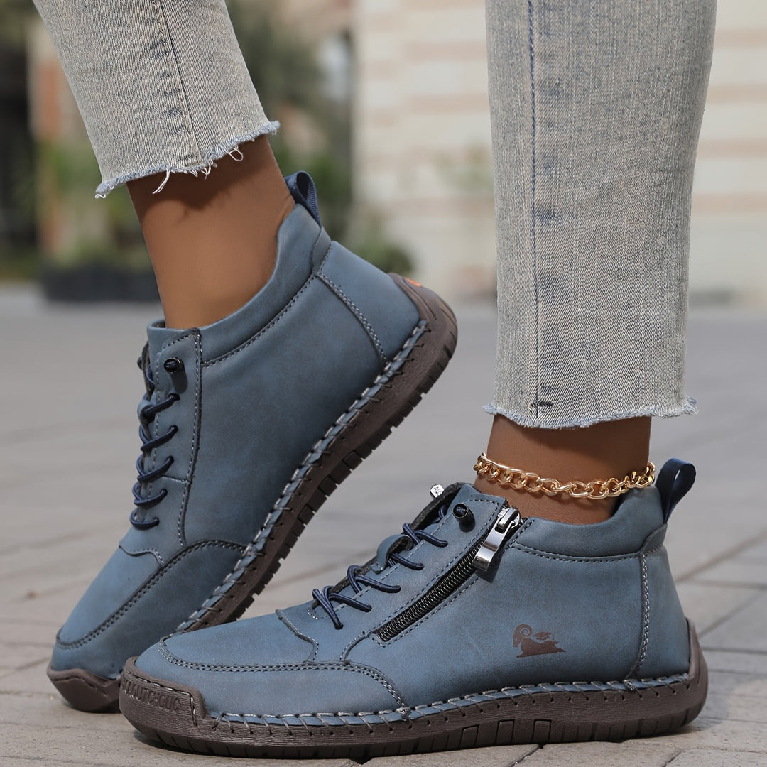 Danielle black sneakers - zip-up walking shoes for daily wear