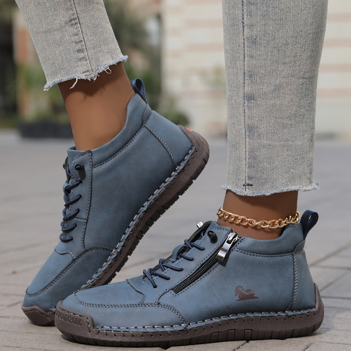 Danielle black sneakers - zip-up walking shoes for daily wear