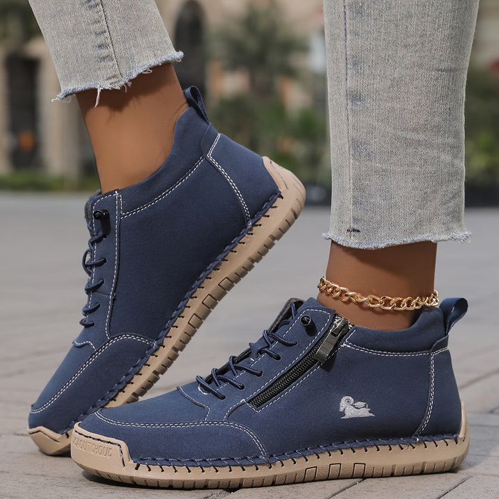 Gray sneakers for women: Danielle zip-up walking shoes by Ash New York