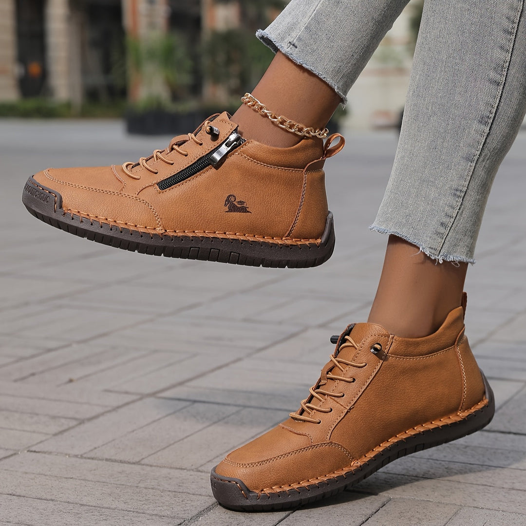 Rear view of Danielle gray sneakers showing padded heel and support