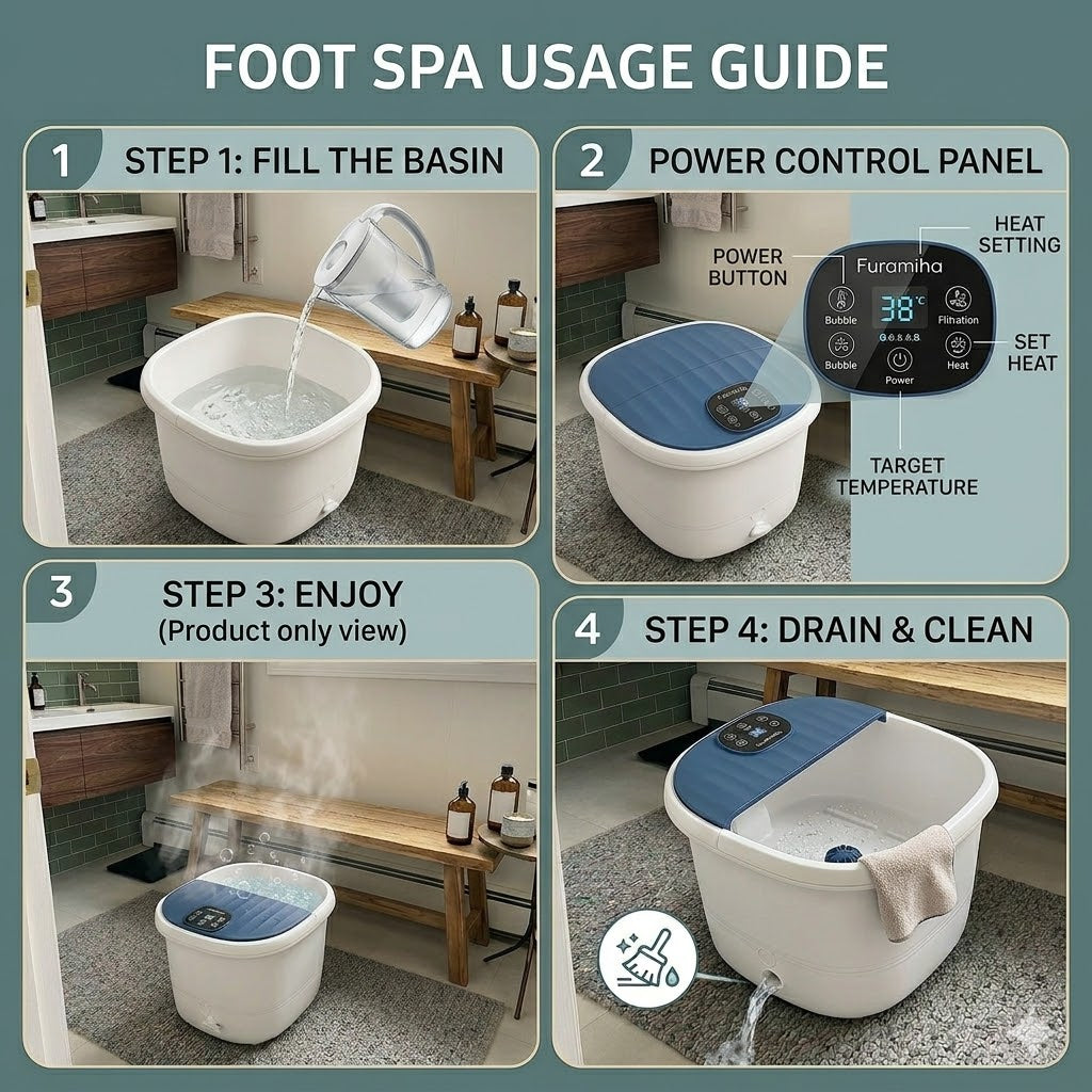 Home Foot Spa with Temperature Control and Bubble Massage
